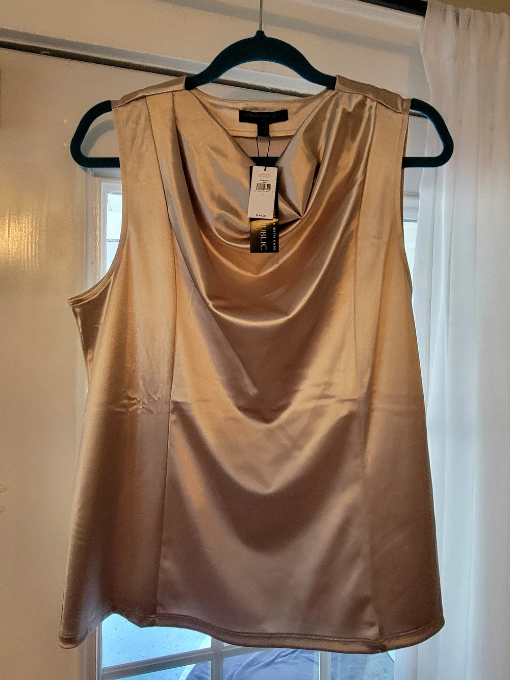 Banana Republic NWT Satin Cowl Neck Sleeveless Top - Champagne